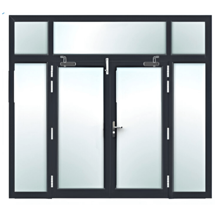 60mm Thick Glazed Metal Fire Rated Doors with Fixed Partition - 60mm Thick Glazed Metal Fire Rated Door with Fixed Partition of 120 minutes Fire Rating - fire rated doors